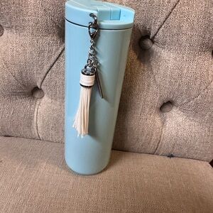 Starbucks Light Blue Travel Tumbler with Cream Tassel Charm